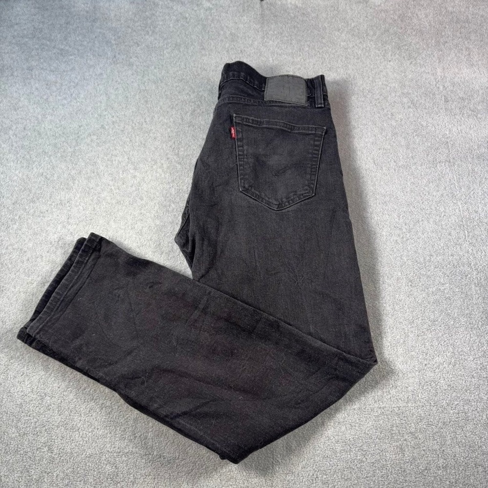 Levis 505 Regular Fit Jeans Mens 34x32 Black Solid Faded Straight Leg Denim